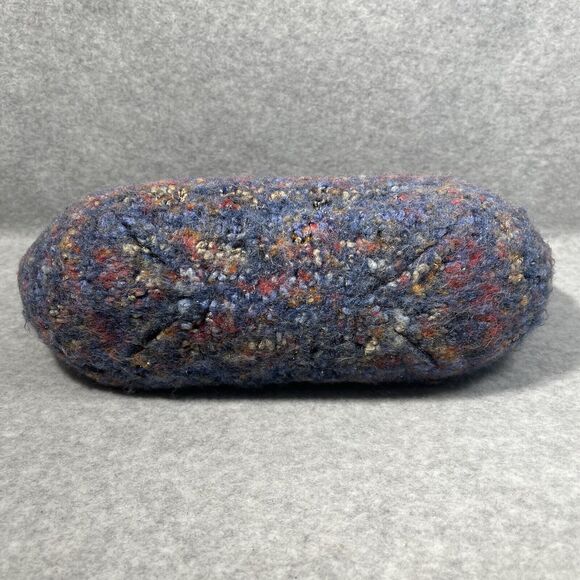 Handcrafted Purse Clutch Bag Blue Gray Knitted Wool Felt Artisan 13” x 9” Boho - Picture 2 of 14